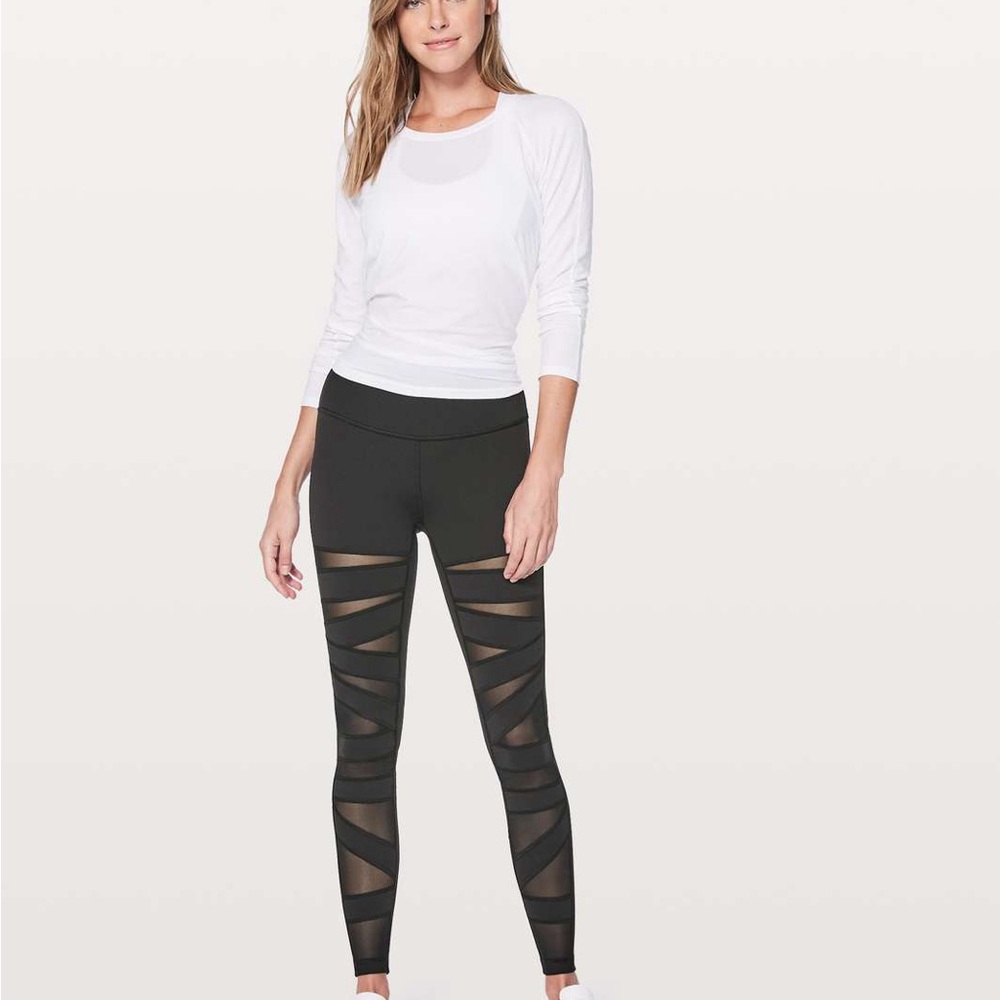 Lululemon Tech Mesh Black High-Waisted Leggings Full On Luon